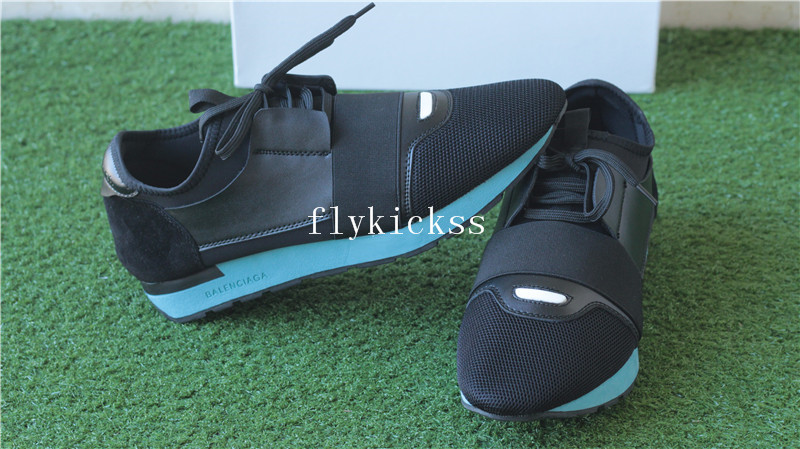 Balenciaga Race Runner Trainers Black Blue